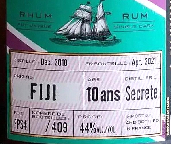 Compagnie des Indes Fidji 2010 (Distillerie secrète) 10 ans d'âge – Critique